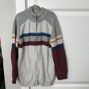 Boys, tea collection Gray and Burgundy Striped Sweater